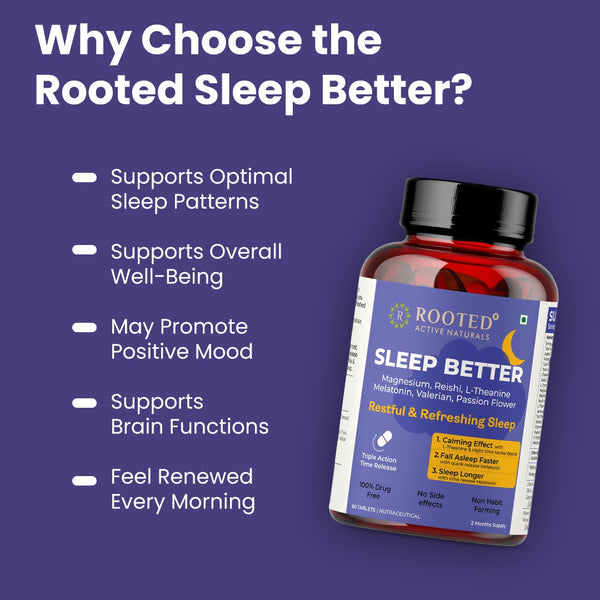Rooted Sleep Better – Triple Action Time Release – for Deep, Restful Sleep - 60 tablets