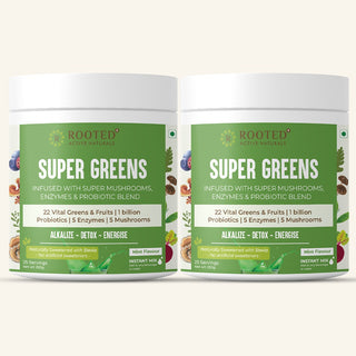 Rooted Super Greens Powder – Alkalize, Detox & Energize Naturally  (Pack of two)