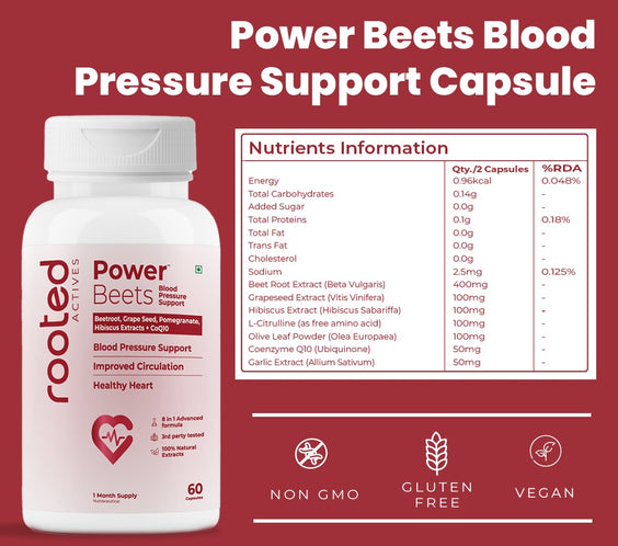 Power Beets BP Support – Beetroot & CoQ10 Formula for Balanced Blood Pressure