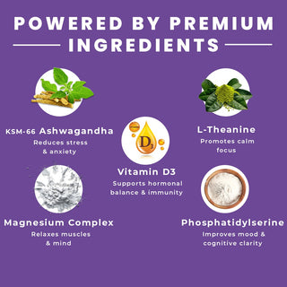 Calm Tablets | Stress Relief & Mood Support with KSM-66 Ashwagandha,  L-Theanine and Magnesium Glycinate