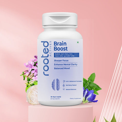 Brain Booster - Brahmi Shankpushpi, Bacopa, Lions Mane Mushroom & Jatamansi, Brain Memory Booster Mind Focus Mood, Nootropics Cognitive - 60 Veg Capsules