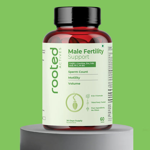 Rooted Actives Male Fertility Support Tablets | Sperm Count, Motility & Volume Support | 9-in-1 Formula | 60 Tablets