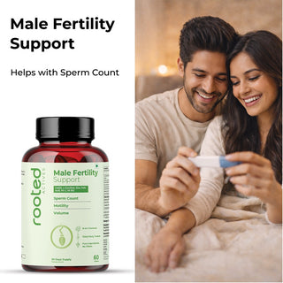 Rooted Actives Male Fertility Support Tablets | Sperm Count, Motility & Volume Support | 9-in-1 Formula | 60 Tablets
