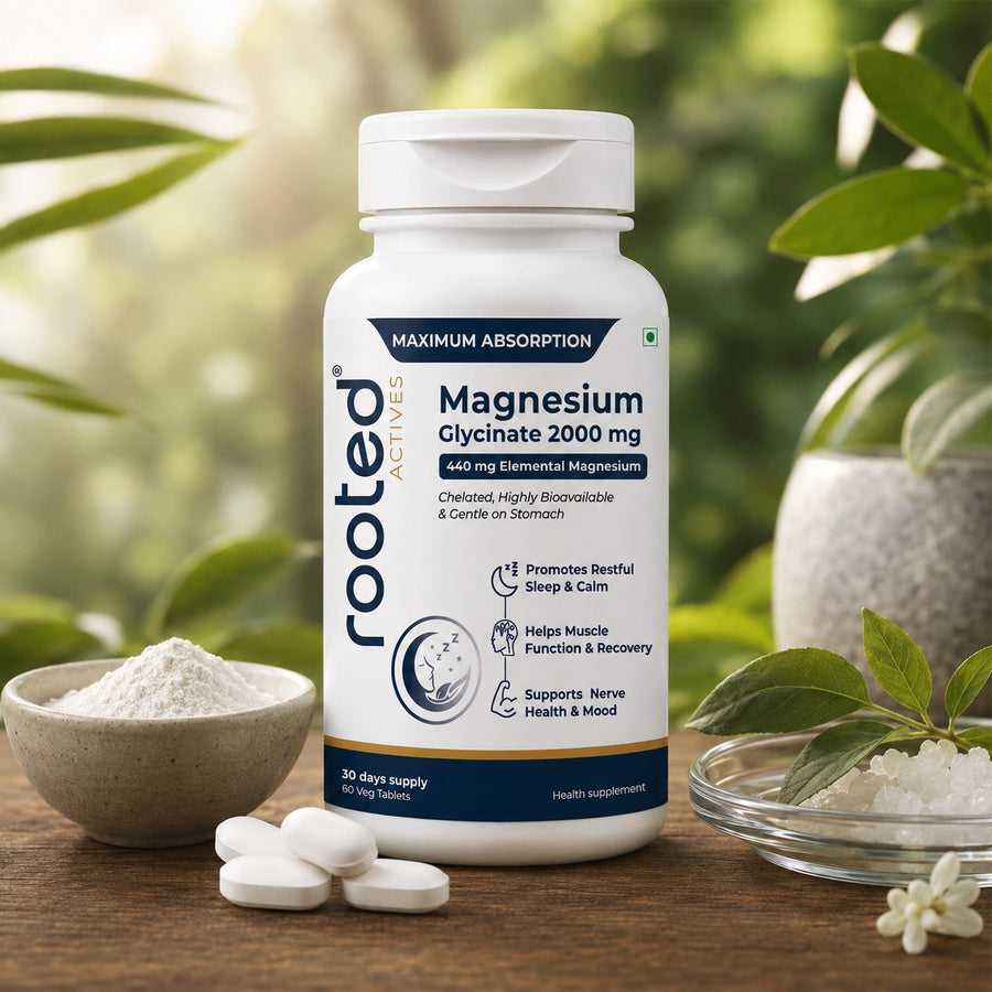Rooted Actives Magnesium Glycinate 2000mg | 440mg Elemental Magnesium