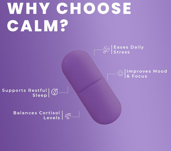 Calm Tablets | Stress Relief & Mood Support with KSM-66 Ashwagandha,  L-Theanine and Magnesium Glycinate