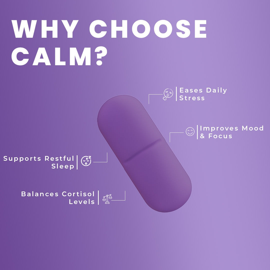 Calm Tablets | Stress Relief & Mood Support with KSM-66 Ashwagandha,  L-Theanine and Magnesium Glycinate