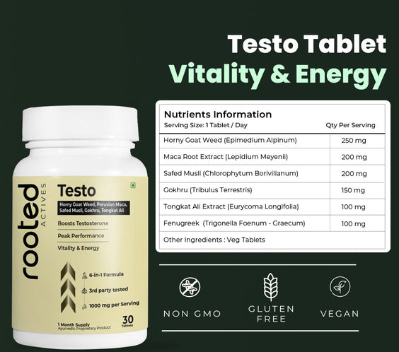 Testo - Natural Testosterone Support with Maca, Tongkat Ali & Horny Goat Weed | Boost Energy & Stamina