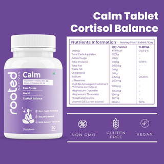 Calm Tablets | Stress Relief & Mood Support with KSM-66 Ashwagandha,  L-Theanine and Magnesium Glycinate