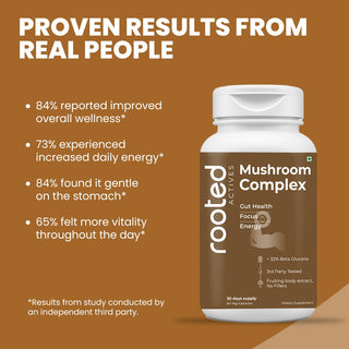 7-in-1 Mushroom Complex, Lion's Mane, Reishi, Cordyceps & more, Promotes overall wellbeing, full body detox, increase focus, mental clarity, gut health (60 Caps)