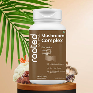 7-in-1 Mushroom Complex, Lion's Mane, Reishi, Cordyceps & more, Promotes overall wellbeing, full body detox, increase focus, mental clarity, gut health (60 Caps)