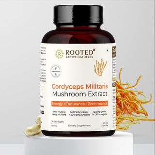 Cordyceps Mushroom - Performance Mushroom Supplement for Energy, Immunity, Fitness Support Supplement to Aid Oxygen Uptake, Testosterone & Virility, Stamina Support (60 Caps)