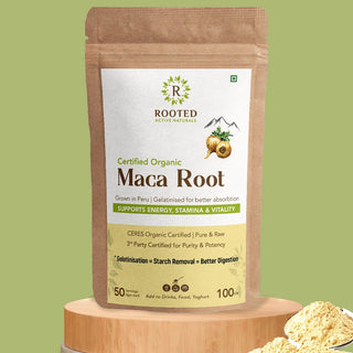 Organic Maca Root Powder – Peruvian Superfood (Raw), Gelatinized for Easy Digestion, Supports Energy & Vitality, Certified Organic, 100 Grams