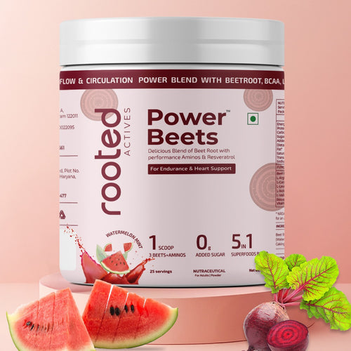 Power Beets | Organic Beetroot Powder with L-Arginine, L-Carnitine, BCAA & Resveratrol | Heart, Endurance & Nitric Oxide Support (Watermelon Mint)