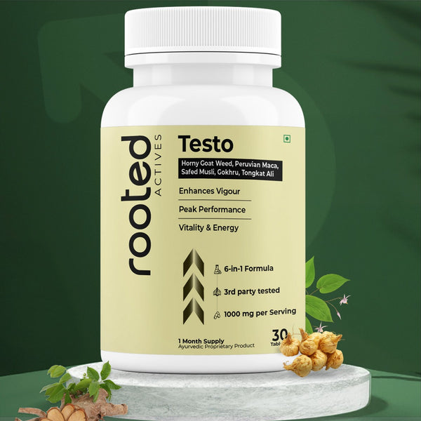 Rooted Actives Testo Tablets Natural Vitality & Performance Enhancement for Men
