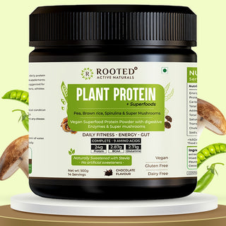 Plant Protein – 24gm Protein - Pea, Mushrooms, Spirulina & Probiotics