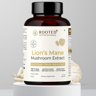 Organic Lion's Mane mushroom Extract for Focus, Memory & Cognitive wellness (90 Veg Capsules)
