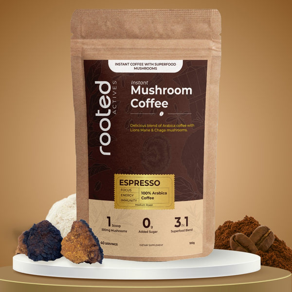 Rooted Actives  Mushroom Coffee | Lion's Mane & Chaga | Espresso Flavour
