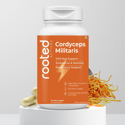 Organic Cordyceps Mushroom Extract for Stamina, Energy & Respiratory health (60 Veg Capsules)
