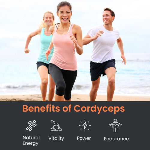 Organic Cordyceps Mushroom Extract for Stamina, Energy & Respiratory health (60 Veg Capsules)