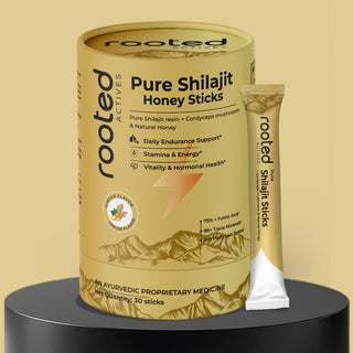 Rooted Actives Pure Shilajit Honey Sticks with Cordyceps Mushroom | 30 Sticks