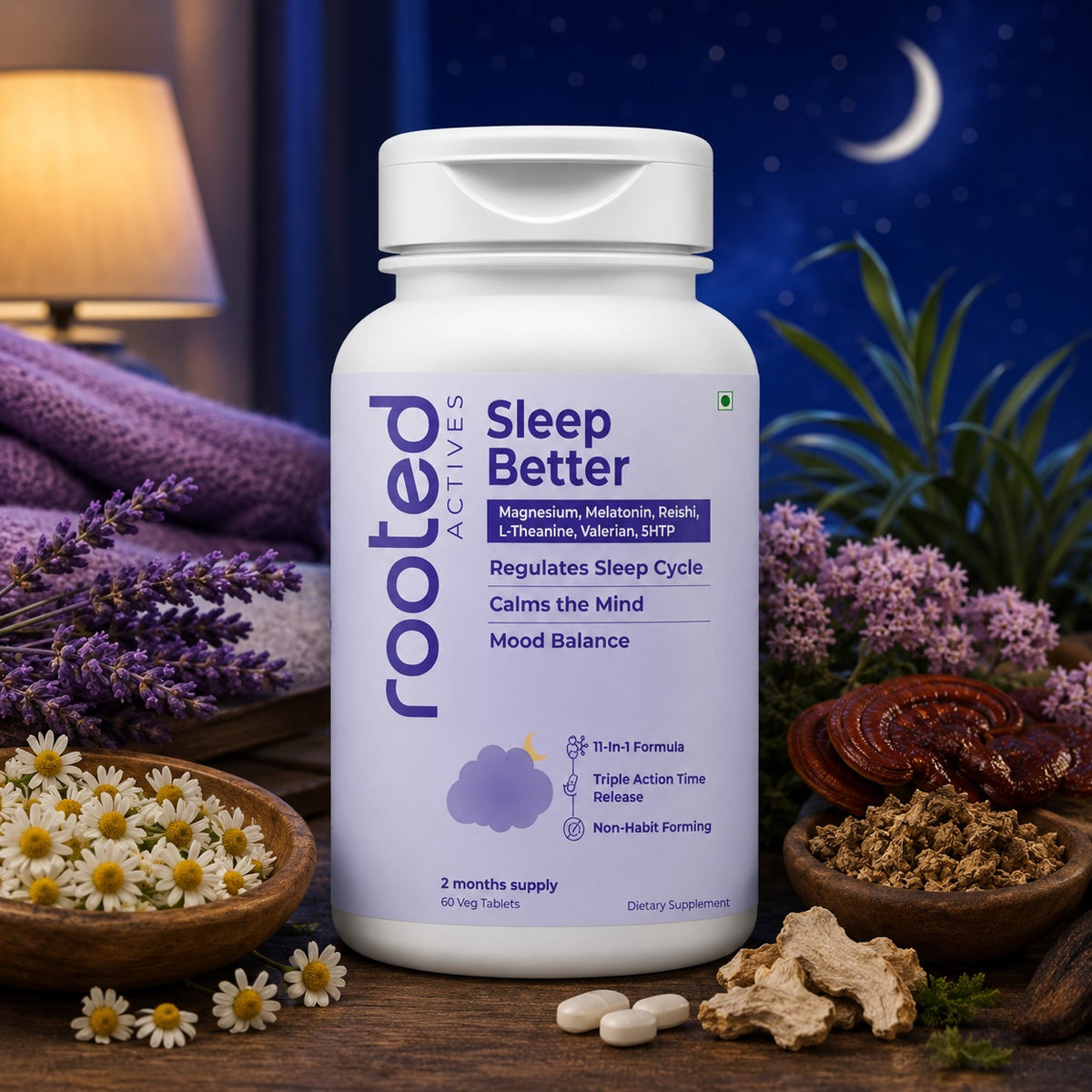 Rooted Actives Sleep Better Tablet | Natural Sleep Support
