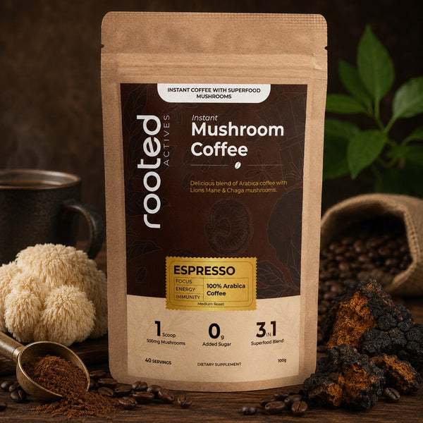Rooted Actives  Mushroom Coffee | Lion's Mane & Chaga | Espresso Flavour