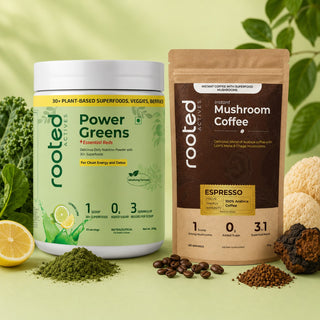 Rooted Actives Power Greens & Mushroom Coffee Bundle Complete Daily Wellness + Mental Clarity