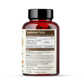 USDA Organic Tremella Mushroom Extract Capsules