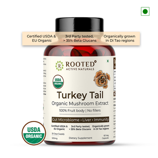 USDA Organic Turkey Tail Mushroom Extract Capsule, > 35% Beta Glucans